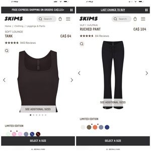 Skims Soft Lounge Tank & Soft Lounge Ruched Pants